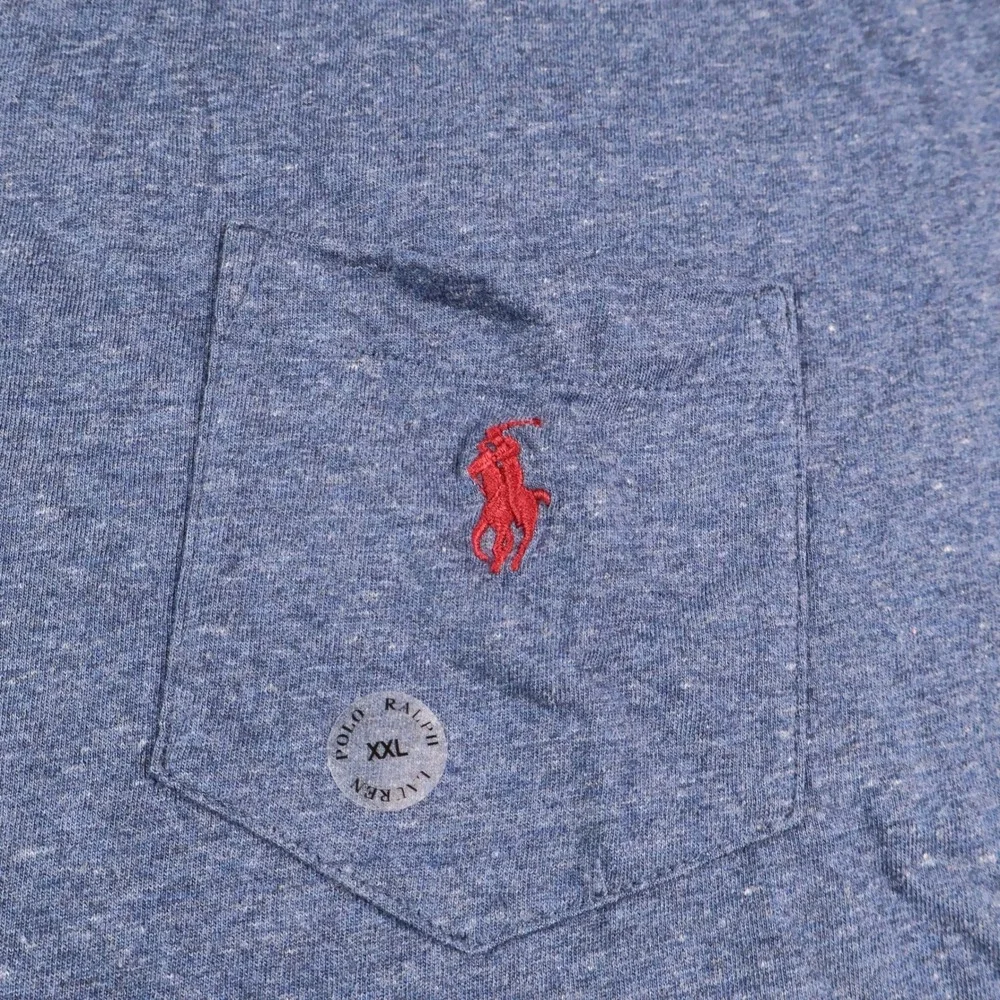 NWT Polo Ralph Lauren Pocket Tee Men's XXL 2XL Blue Heather Red Pony